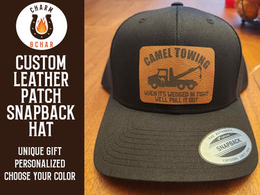 Camel Towing Leather Patch Trucker Hats - Classic Colors - When It's Wedged in Tight, We'll Pull It Out